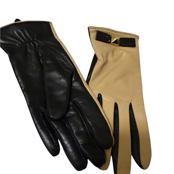 Kate spade Elegant Black and Tan Leather Gloves - Picture 1 of 15